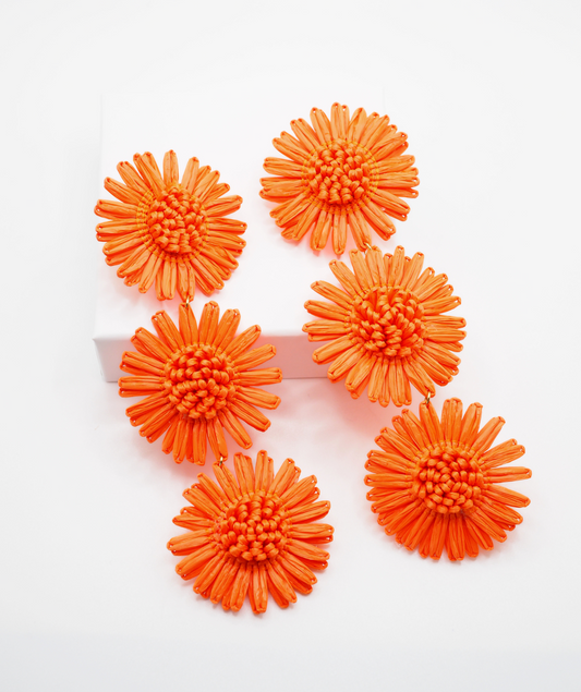 Lorène oranges - Boucles d'oreilles fleurs