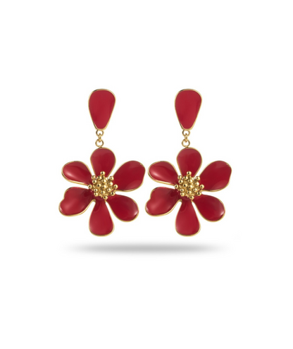 Thalia rouges - Boucles d'oreilles pendantes fleurs