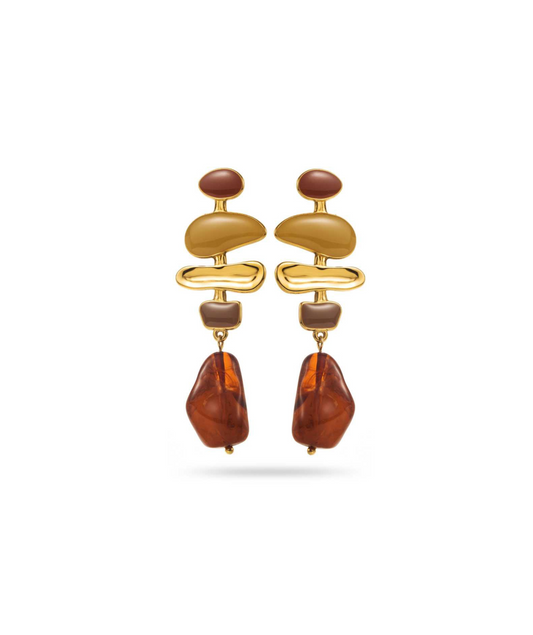 Sylvana marrons - Boucles d'oreilles pendantes originales