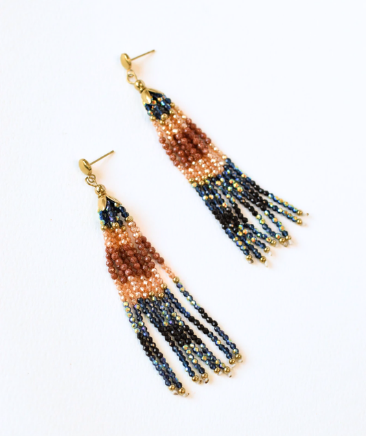 Gabrielle bleues - Boucles d’oreilles pendantes perlées multicolores