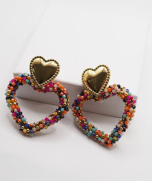 Boucles d'oreilles Coeur multicolores