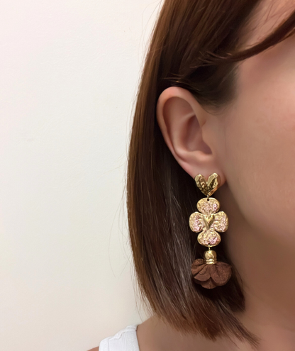 Margaux - Boucles d'oreilles pendantes marron