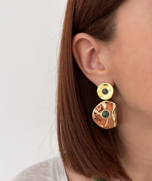Alma vertes - Boucles d'oreilles froissées