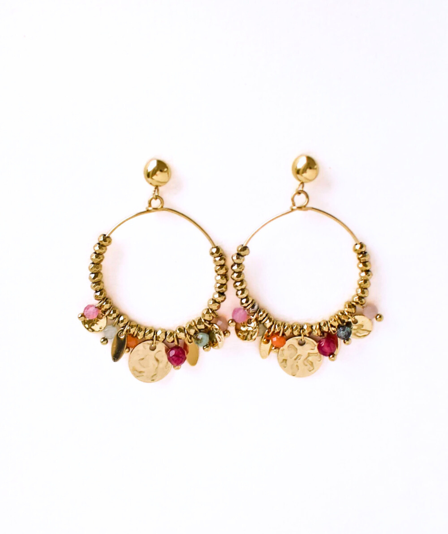 Charline - Boucles d'oreilles bohème multicolores