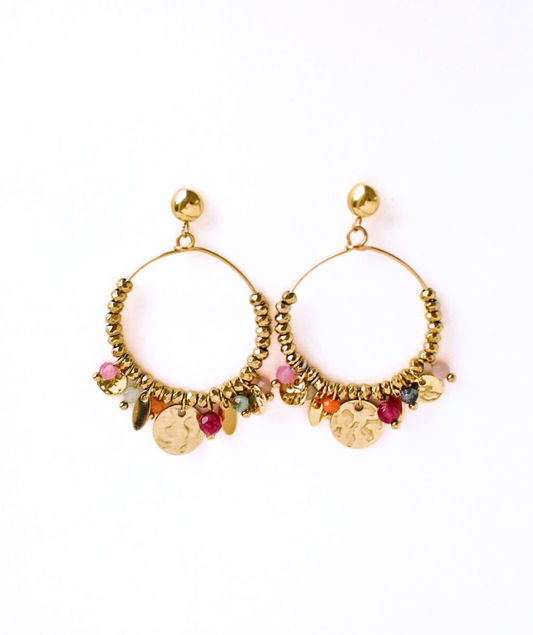 Charline - Boucles d'oreilles bohème multicolores