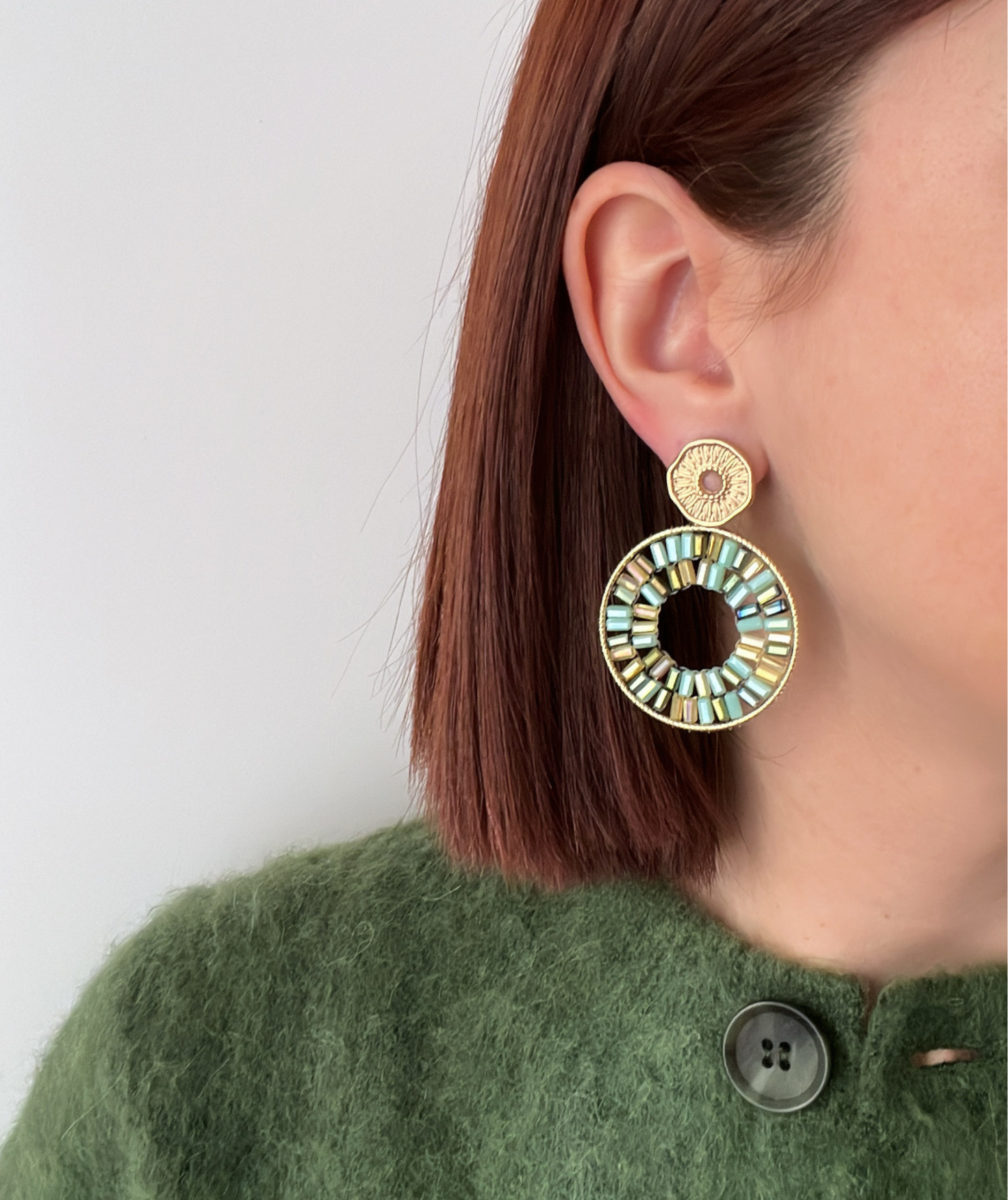 Ilana vertes - Boucles d’oreilles rondes à perles