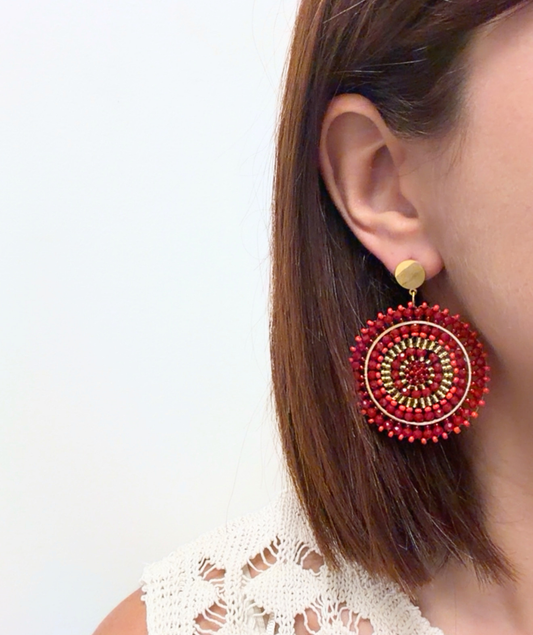 Pamita - Boucles d’oreilles pendantes rouges