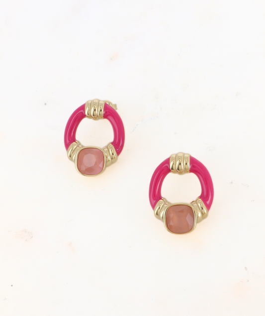 Éléonore roses - Boucles d'oreilles émaillées