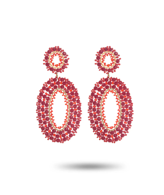 Pila rouges - Boucles d'oreilles ovales