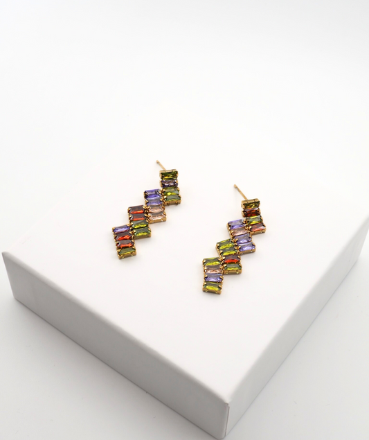 Aurélie - Boucles d'oreilles strass colorés