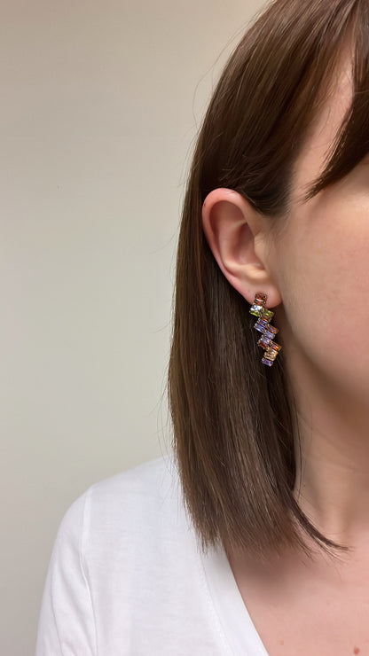 Aurélie - Boucles d'oreilles strass colorés