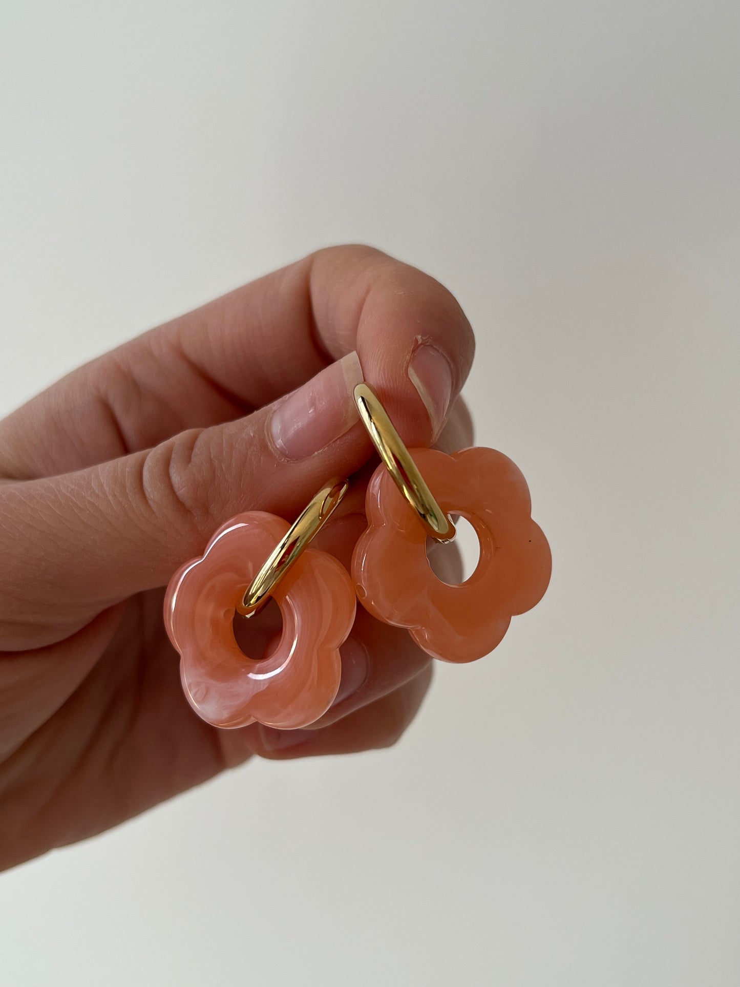 Aurore orange - Boucles d'oreilles créoles fleurs