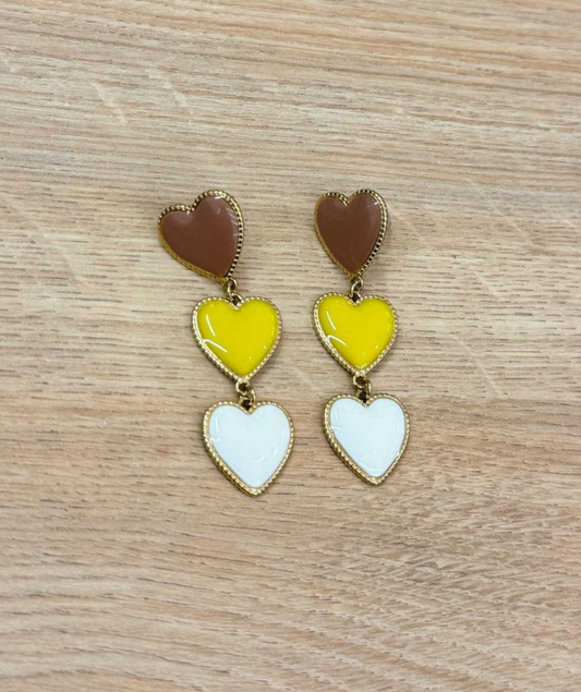 Yuna - Boucles d'oreilles trois coeurs