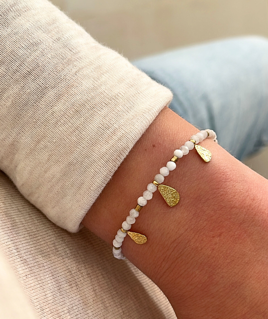 Oumy blanc - Bracelet pampilles