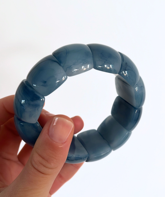 Ghislaine bleu - Bracelet élastique résine