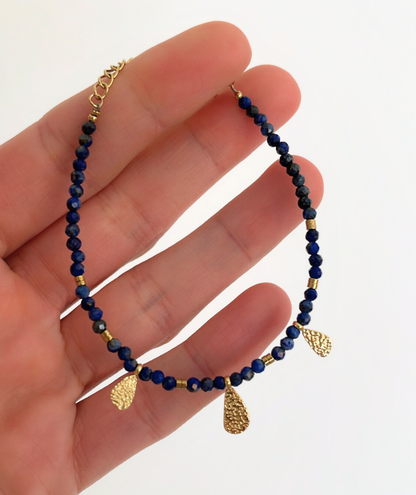 Oumy bleu - Bracelet pampilles