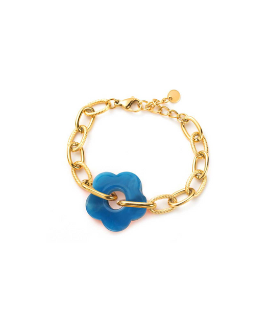 Bellina bleu - Bracelet chaîne fleurs