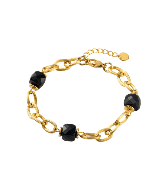Simone noir - Bracelet chaîne