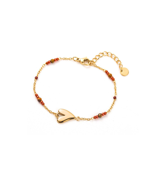 Maëlys marron - Bracelet fin au pendentif coeur