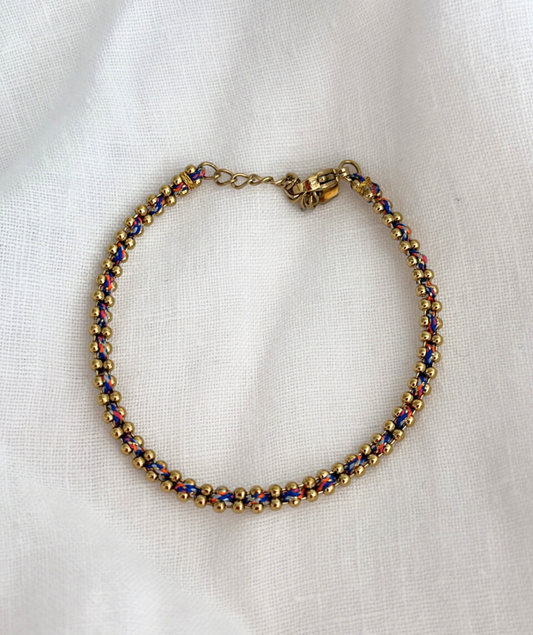 Deby bleu - Bracelet cordon fin