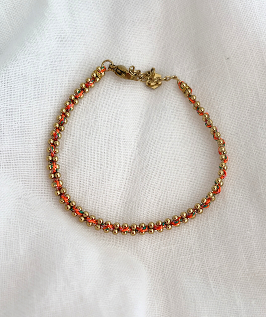 Deby orange - Bracelet cordon fin