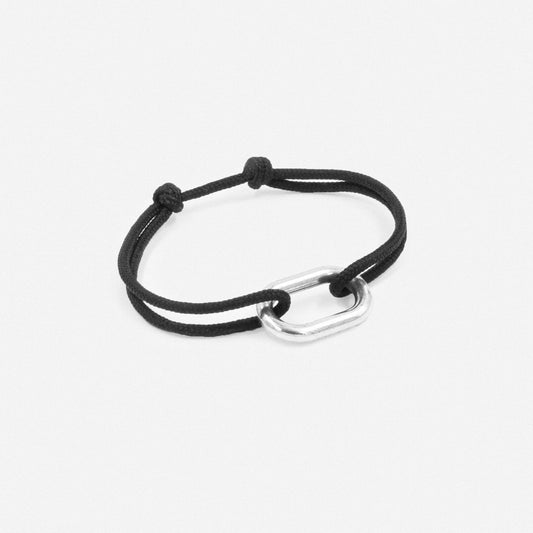 Bracelet cordon ajustable noir pour homme