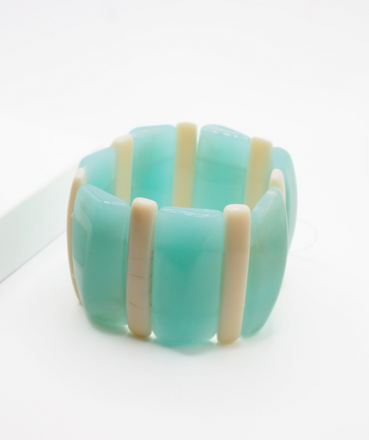 Amaé turquoise - Bracelet large élastique