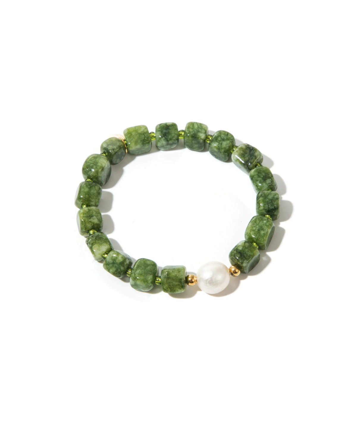 Léandra - Bracelet vert perles carrées