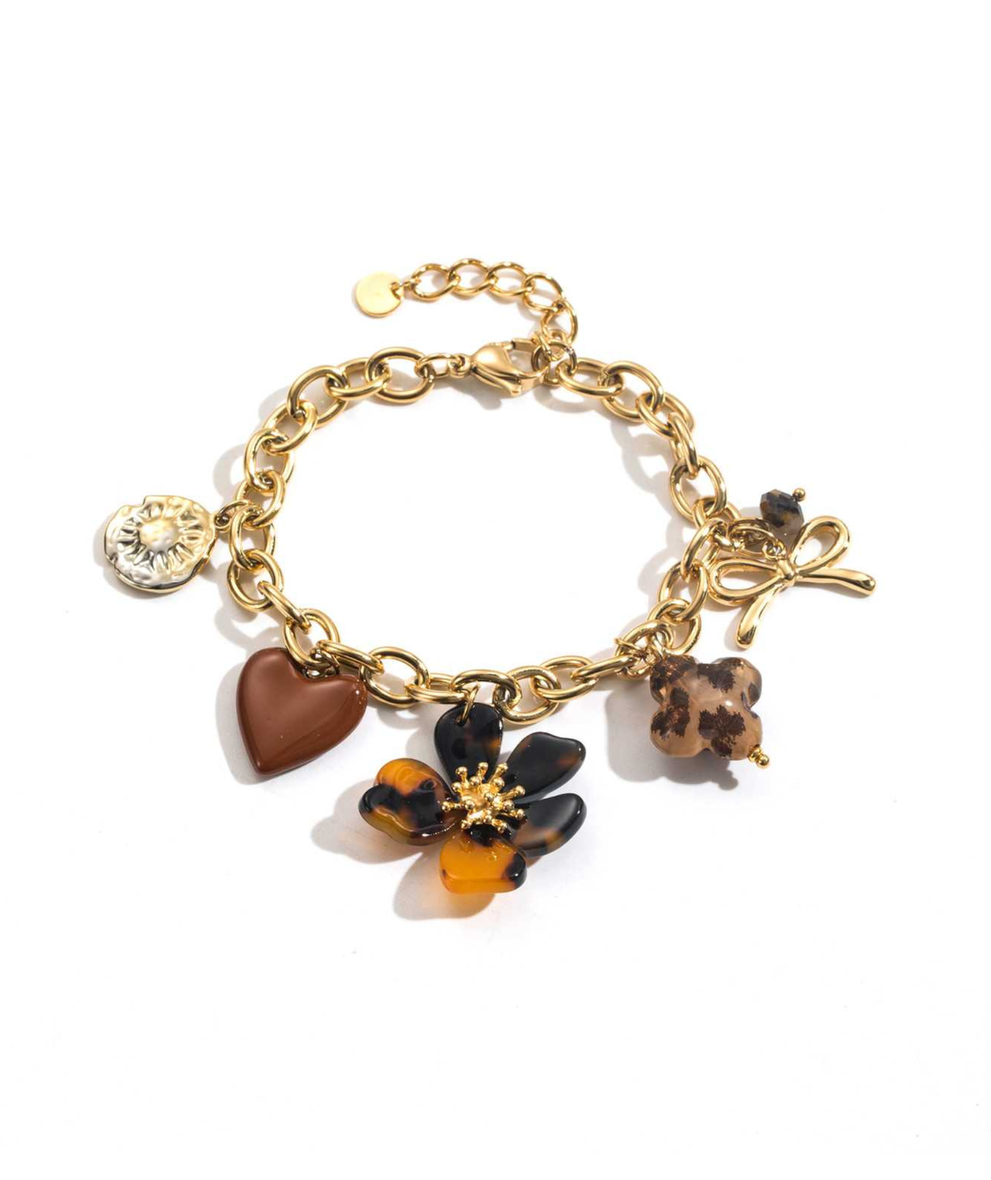 Damina - Bracelet doré à breloques léopard