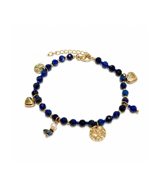 Manie bleu - Bracelet bleu à pampilles