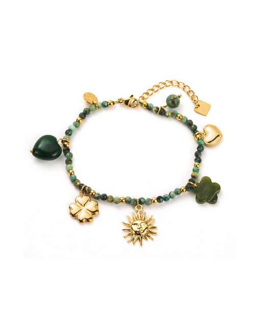 Daphné vert - Bracelet à breloques