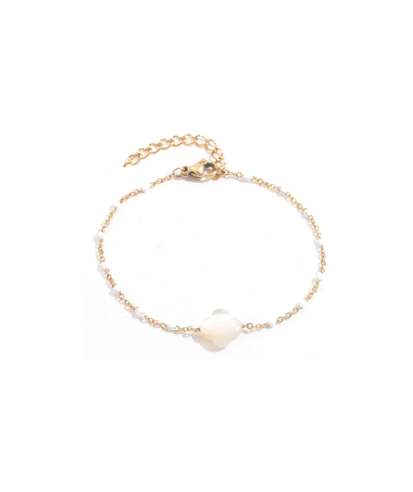 Clémence blanc - Bracelet fin trèfle