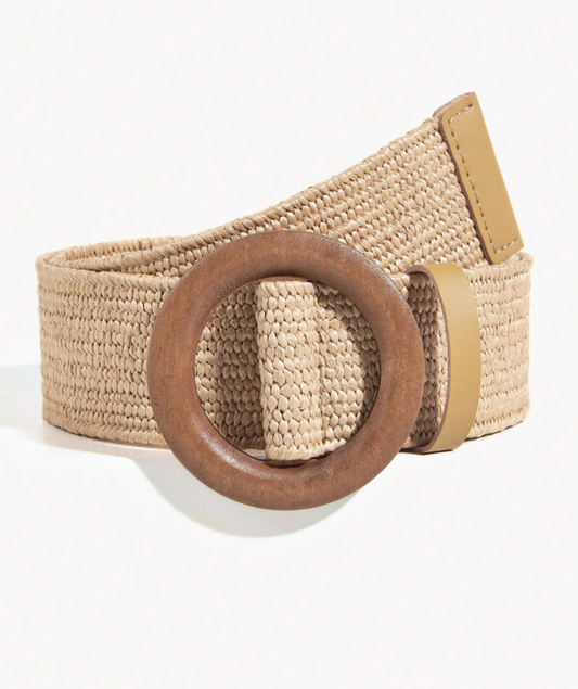 Mylène beige - Ceinture élastique boucle ronde