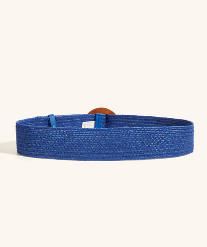 Mylène bleue - Ceinture élastique boucle ronde