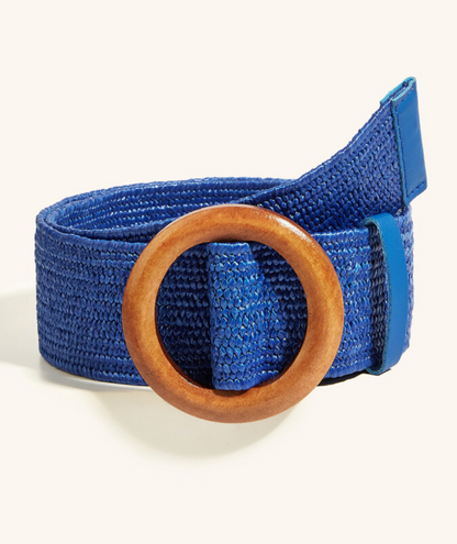 Mylène bleue - Ceinture élastique boucle ronde