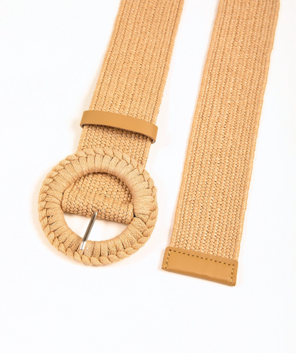 Fanny beige - Ceinture élastique beige raphia