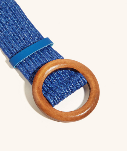 Mylène bleue - Ceinture élastique boucle ronde