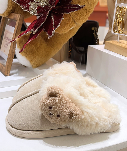 Chaussons ours beige