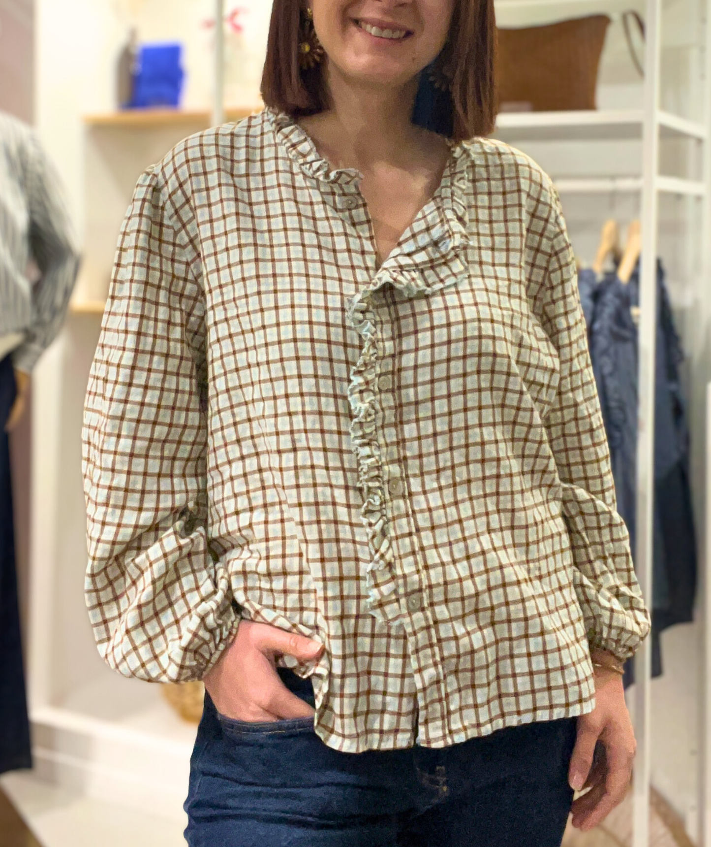 Isabella bleue - Chemise à carreaux