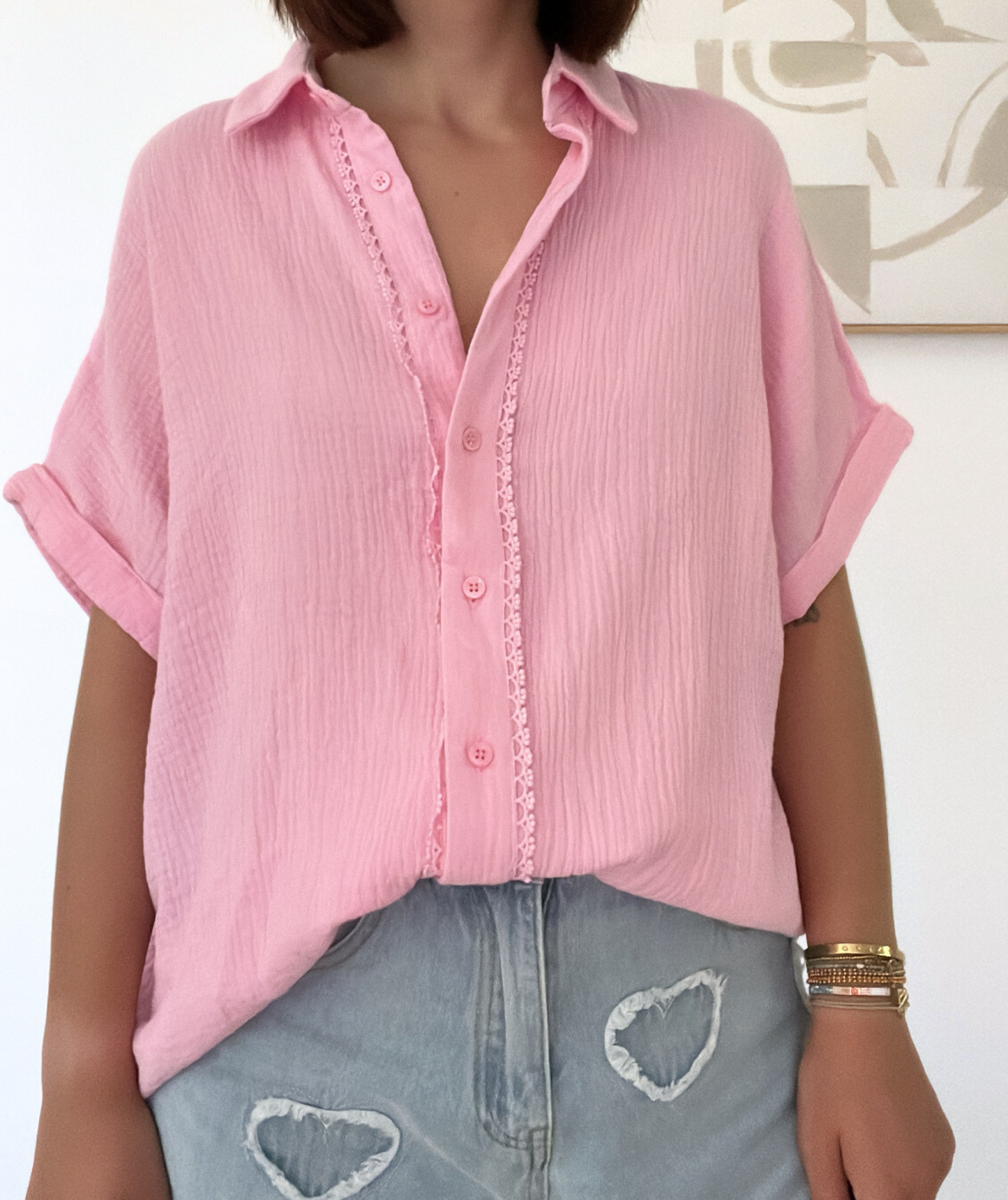 Bettina - Short en jeans coeur