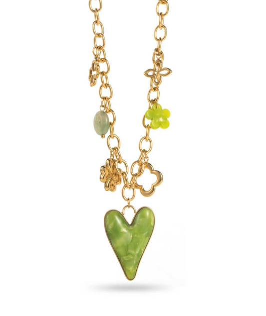 Noemi vert - Collier chaîne à breloques