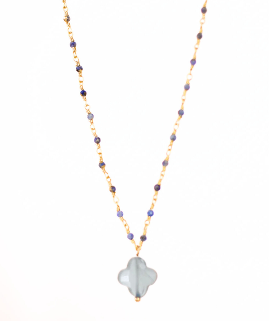 Nathalia bleu - Collier trèfle