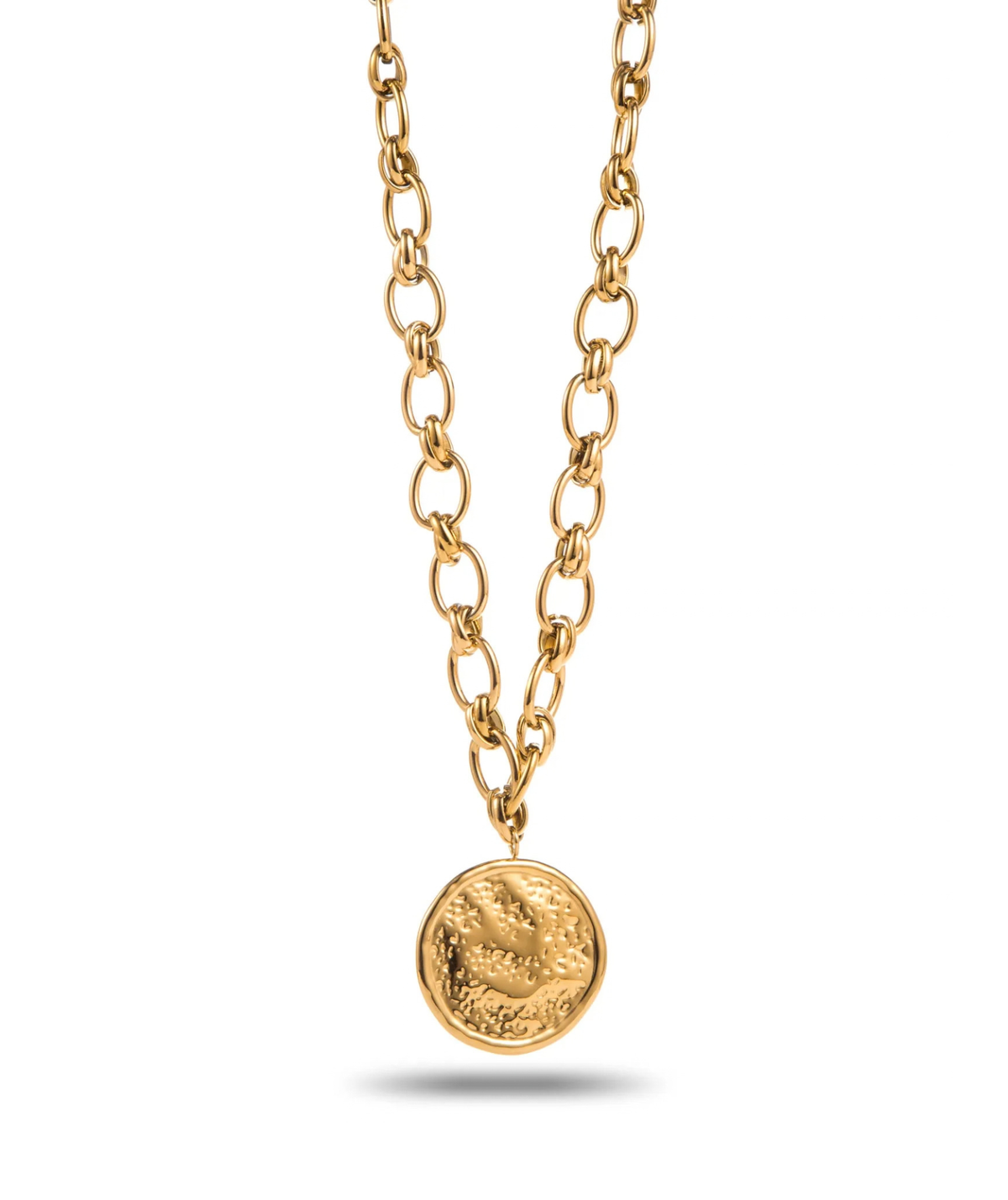 Stéphanie - Collier doré à grosse maille et médaille