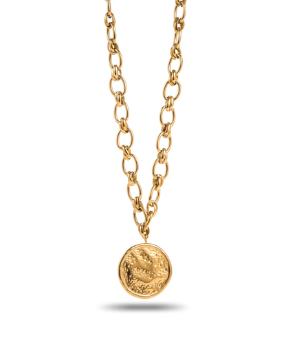 Stéphanie - Collier doré à grosse maille et médaille