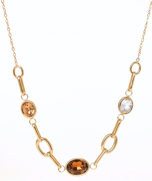 Sandy marron - Collier cristal