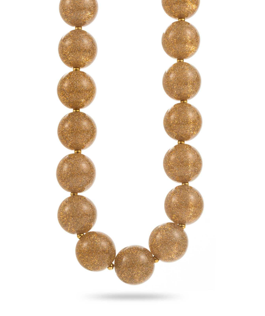 Syrine doré - Collier boules pailletées