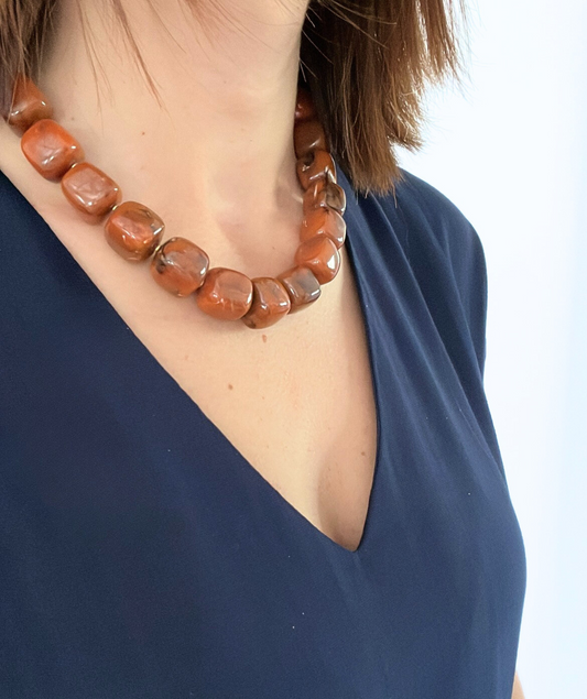 Sancia marron - Collier résine