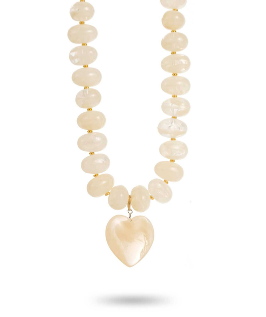 Livia écru - Collier résine coeur