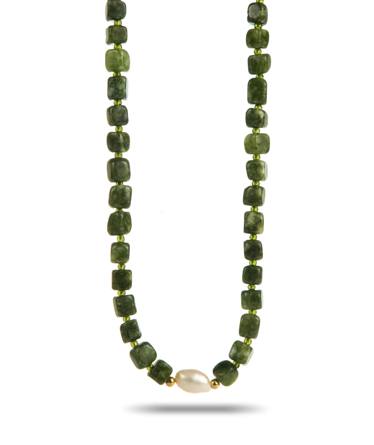 Léandra - Collier vert perles carrées
