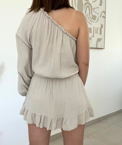 Chloé beige - Combishort en gaze de coton